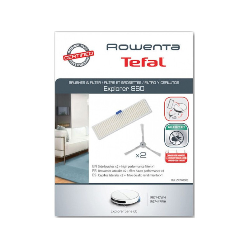 Антиалергичен филтър + 2 малки четки за роботизирана прахосмукачка ROWENTA