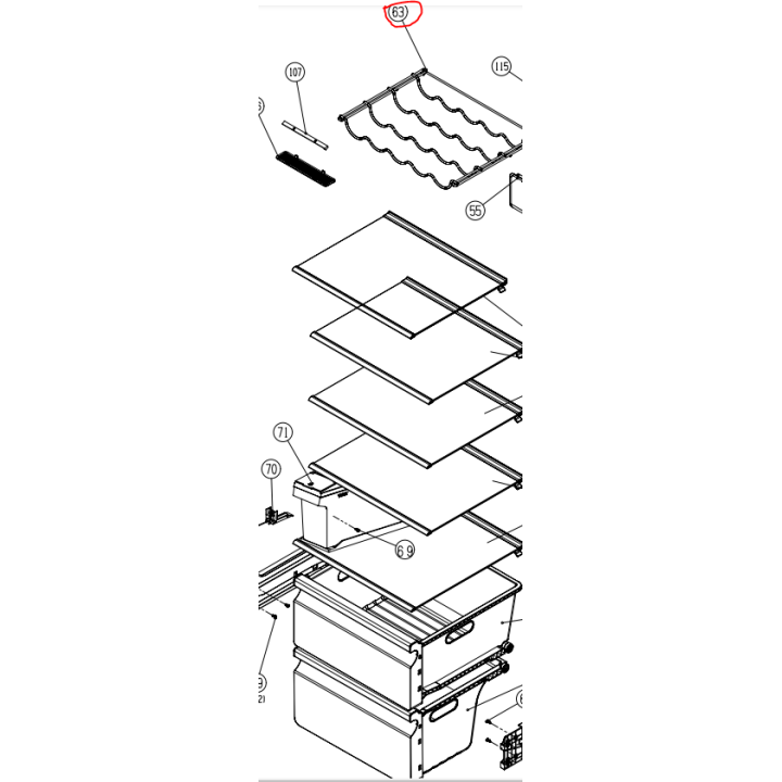 Рафт за бутилки хладилник Gorenje HK1867170