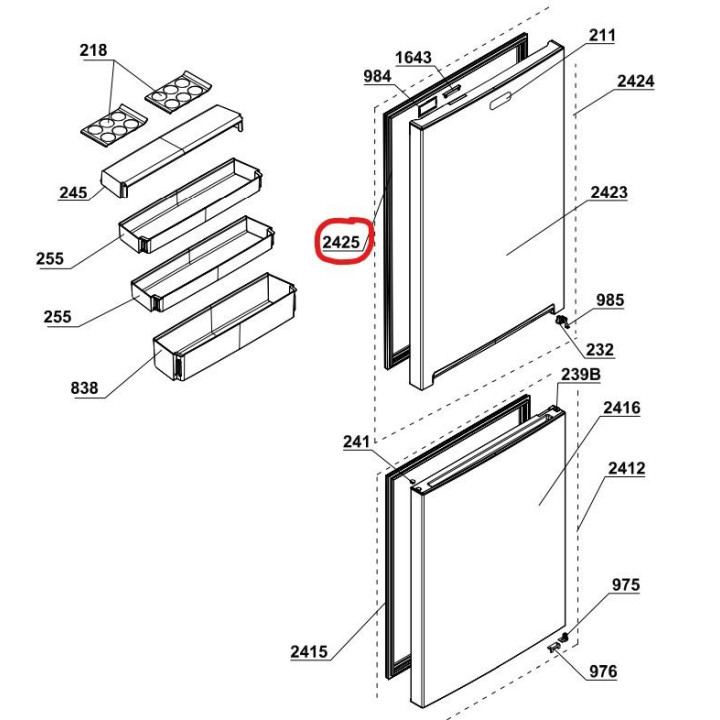 Уплътнение хладилна част хладилник BEKO