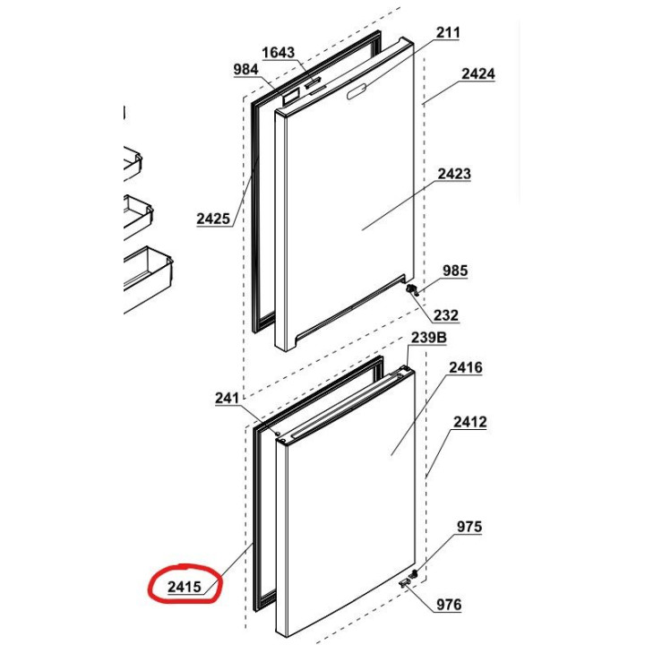 Уплътнение фризерна част хладилник BEKO