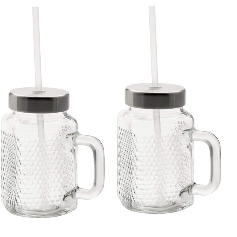 Комплект WMF X Mason от 2 чаши с дръжка 450 ml, сламка и капак 0416780041