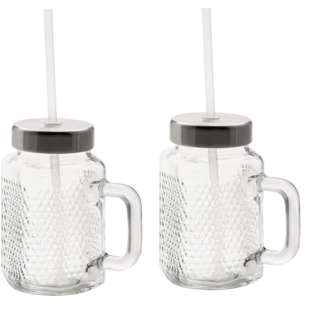 Комплект WMF X Mason от 2 чаши с дръжка 450 ml, сламка и капак 0416780041