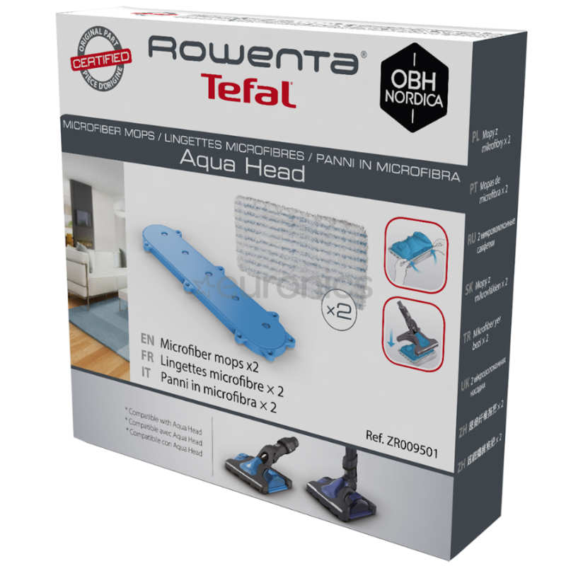 Подложки от микрофибър x 2 за засмукваща глава Aqua на прахосмукачка Rowenta ZR009501