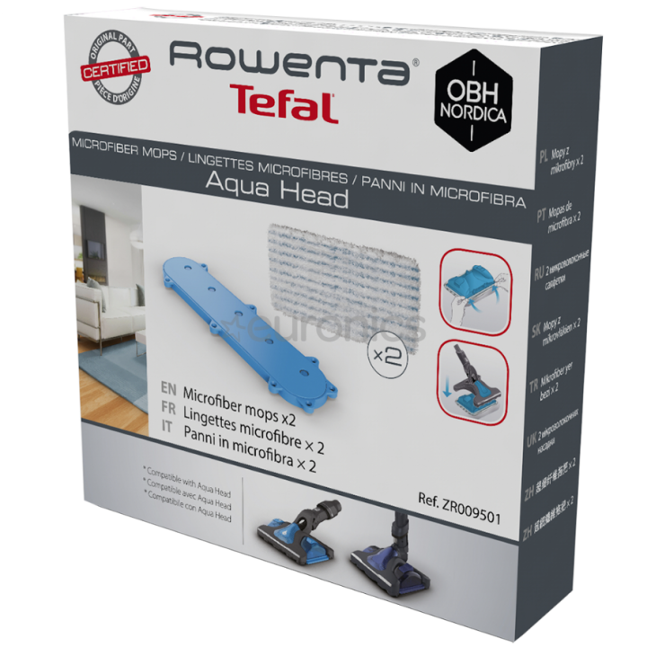 Подложки от микрофибър x 2 за засмукваща глава Aqua на прахосмукачка Rowenta ZR009501