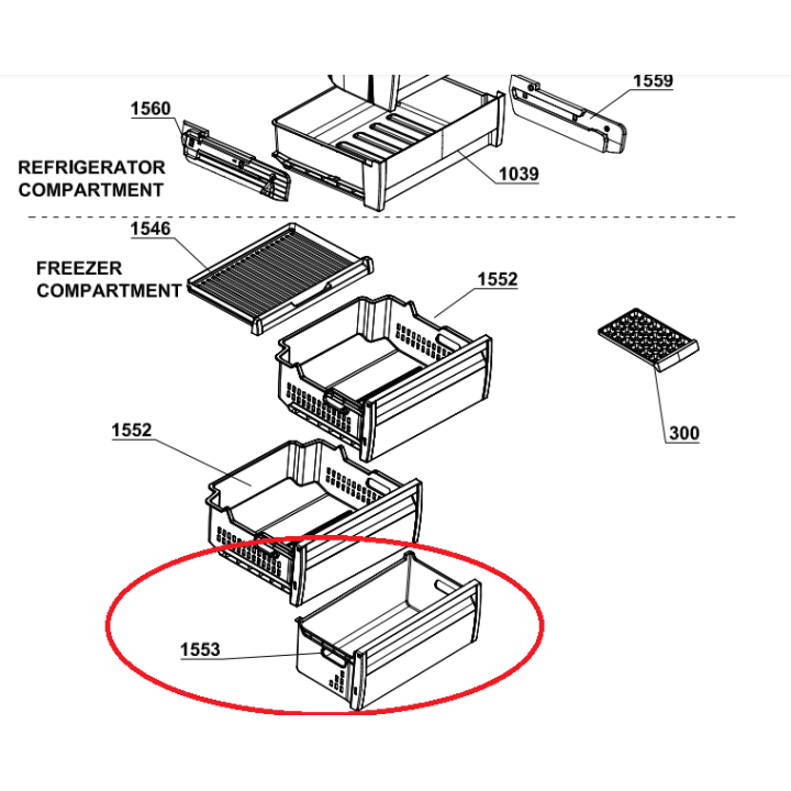 Чекмедже за хладилник BEKO 46.7cm x 40cm x 19cm
