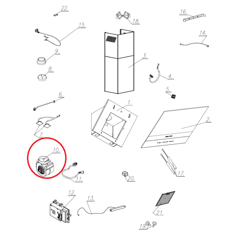 Моторно тяло комплект с турбина за аспиратор Gorenje WHI643ORAB