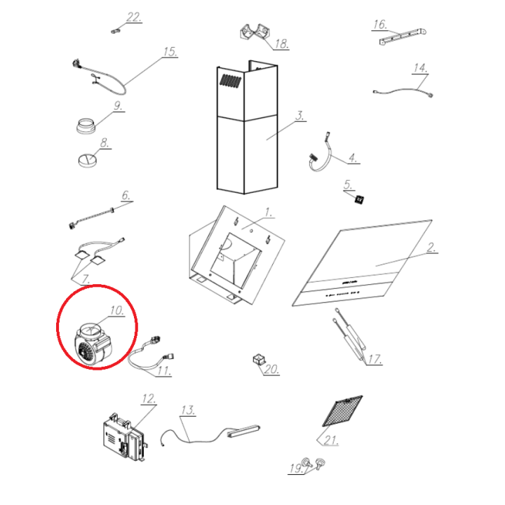 Моторно тяло комплект с турбина за аспиратор Gorenje WHI643ORAB