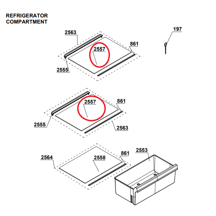 Стъклен рафт за хладилник Beko ( хладилна част) 447 X 300MM