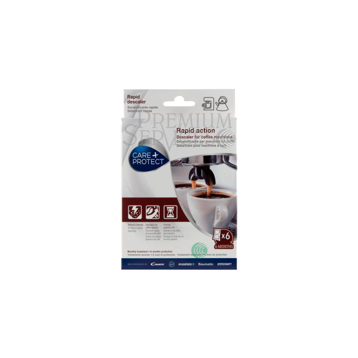 Care + Protect препарат за премахване на котлен камък за всички видове кафе машини   6 пакетчета x 20 гр.