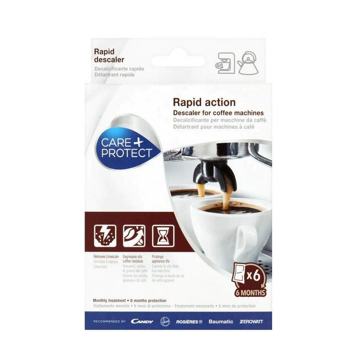 Care + Protect препарат за премахване на котлен камък за всички видове кафе машини   6 пакетчета x 20 гр.