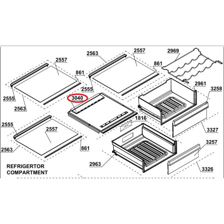 Рафт над чекмедже плодове хладилник Beko
